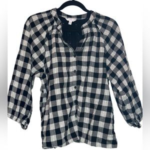 Time & Tru buffalo plaid 3/4 sleeve blouse